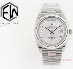 Clone Rolex Day-Date 36mm ETA2836 Watch Silver Presidential Strap